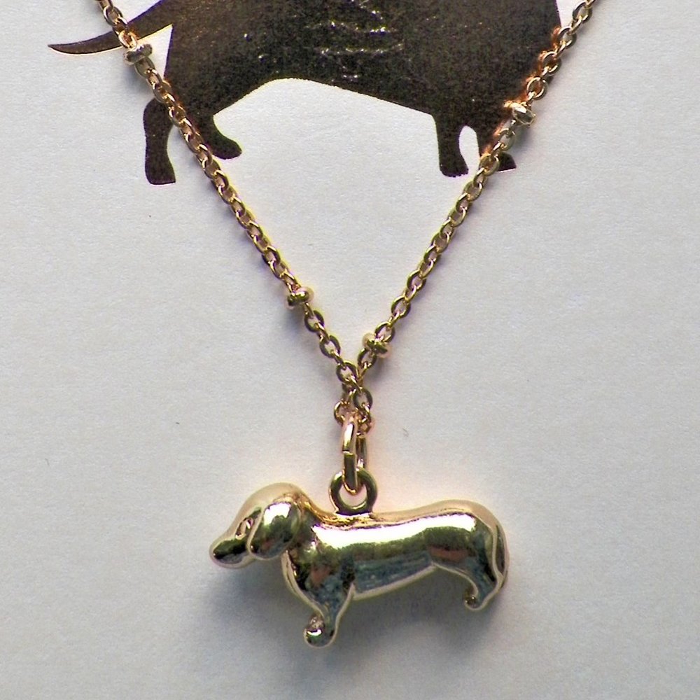 3 LEFT PRICE IS FIRM "Dachshund" 16" Necklace LC Lauren Conrad Hot Dog Doxie - Picture 2 of 8